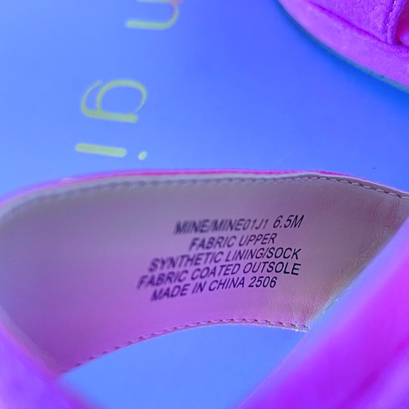 New Madden Girl 6.5 Platform Heels Sandals Pink Mine Fabric Faux Suede with Box - Picture 11 of 11